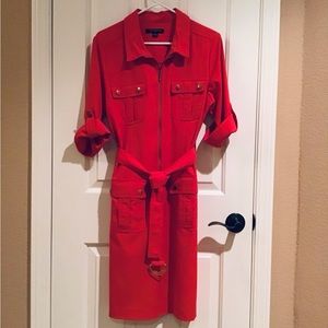 Sharagno Red Shirt Dress